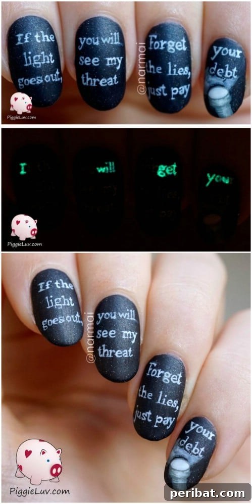 DIY Creepy Glow In The Dark Message Nails