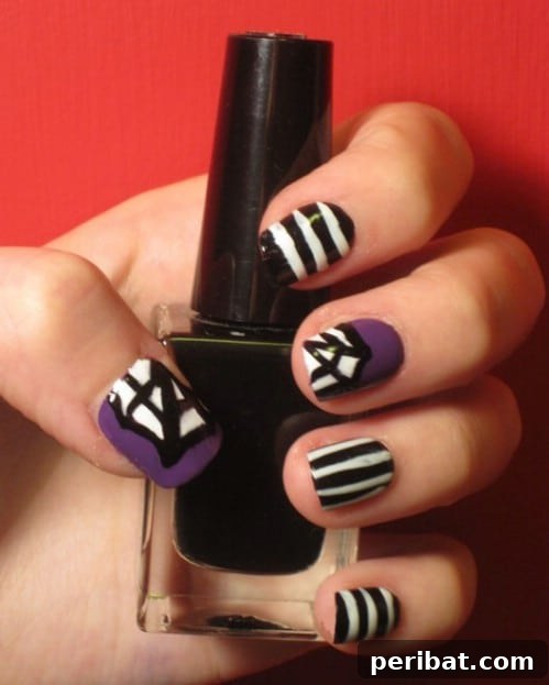 DIY Beetlejuice Nails