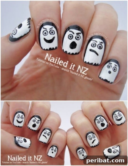 DIY Spooky Halloween Ghost Nails