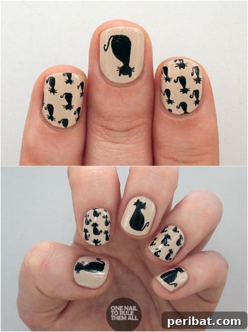 Spooky Black Cat Nails