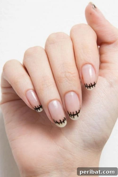 Simple Stitched French Manicure