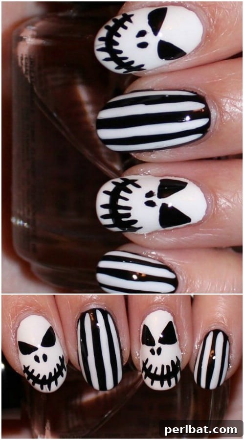 Jack Skellington Inspired Nail Art