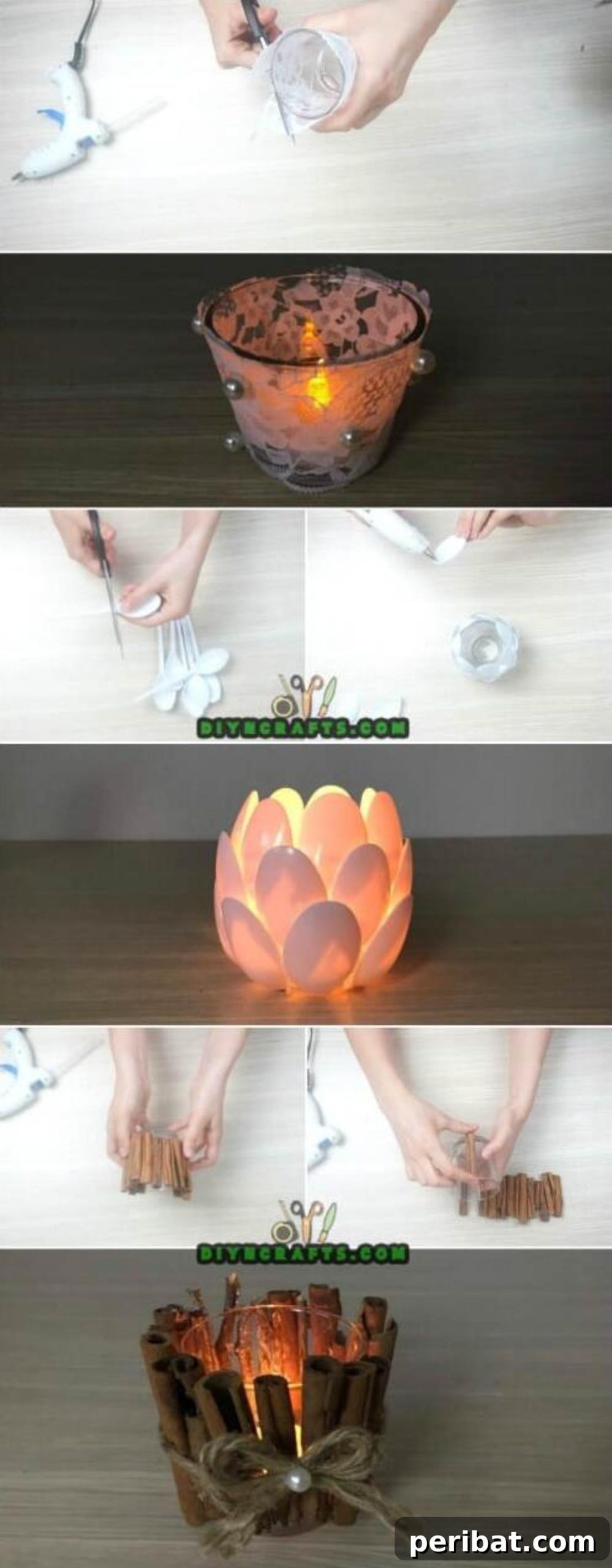 DIY Beautiful Candle Holders From Simple Materials 2 Learn how to make 3 stunning DIY votive candle holders using simple, affordable supplies to elevate your home decor. This tutorial covers cinnamon stick, plastic spoon, and lace designs.