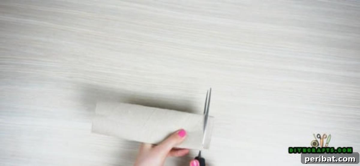 Cutting a paper roll into thin slices to form petals for a DIY candle holder craft.