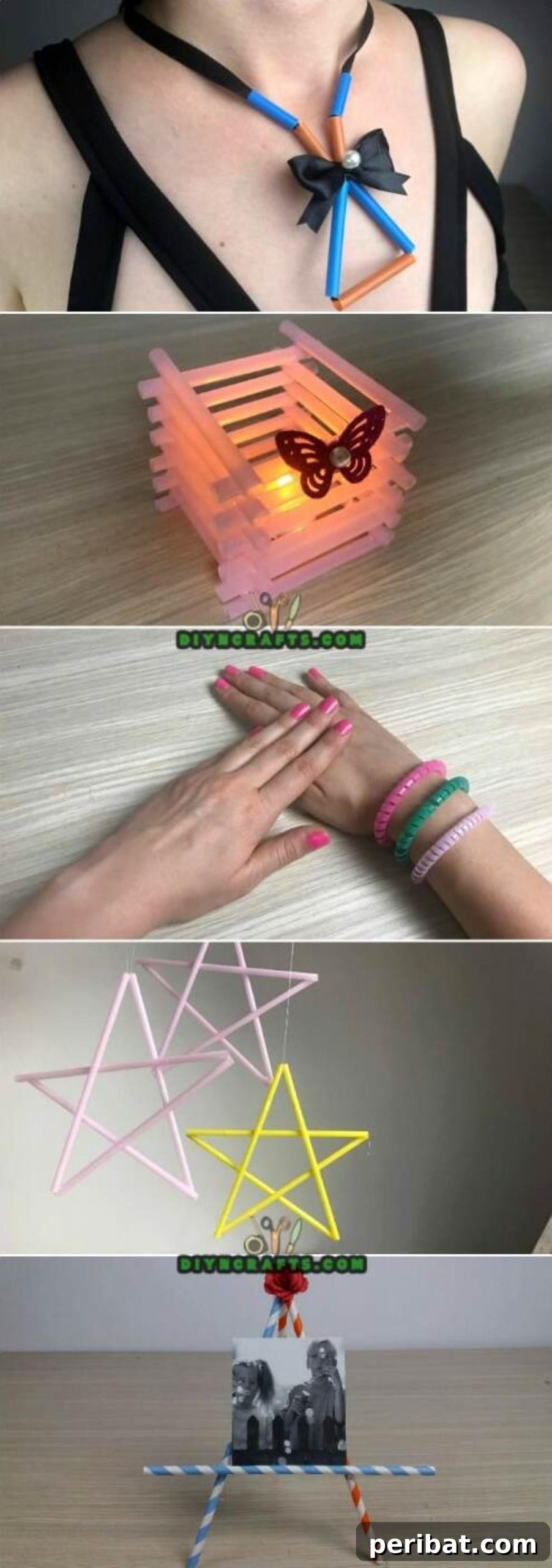 5 Amazing Straw Projects In Just 4 Minutes {Necklace, Frame, Bracelet, Candle Holder} pinterest image