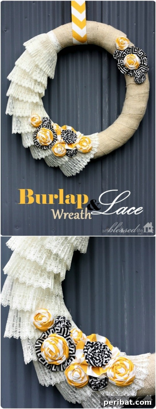 40+ DIY Fall Wreaths to Perfectly Deck Your Front Door for Autumn 11 DIY Burlap And Lace Fall Wreath