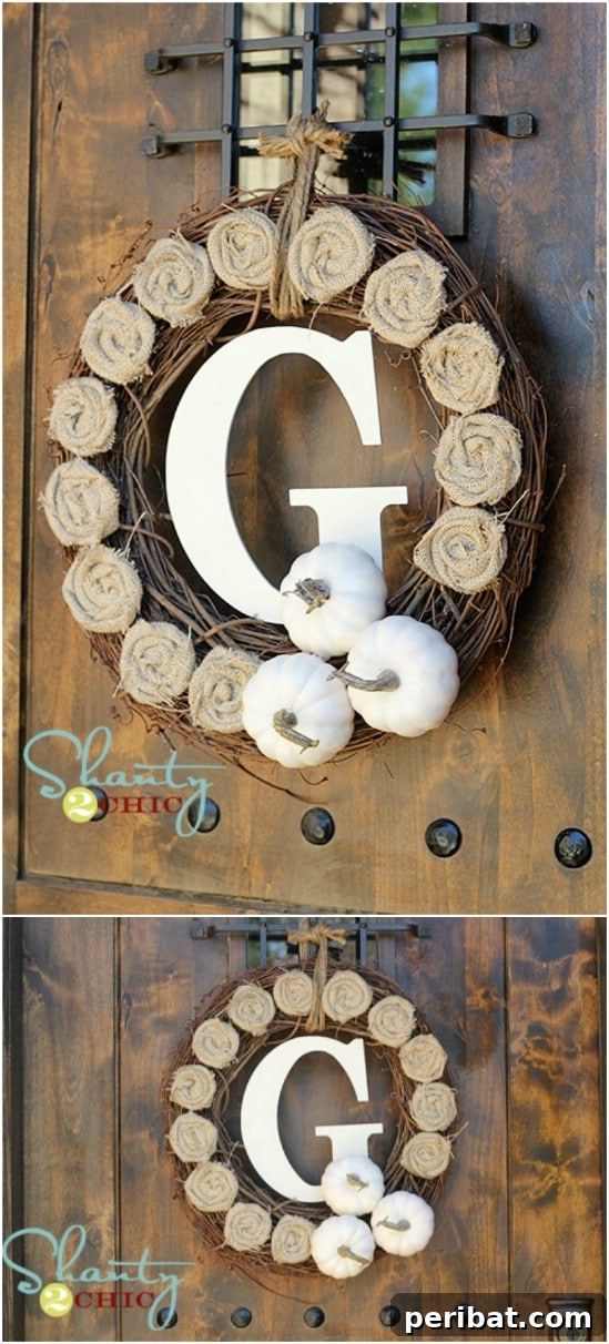40+ DIY Fall Wreaths to Perfectly Deck Your Front Door for Autumn 12 Easy $10 Burlap Rosette Wreath