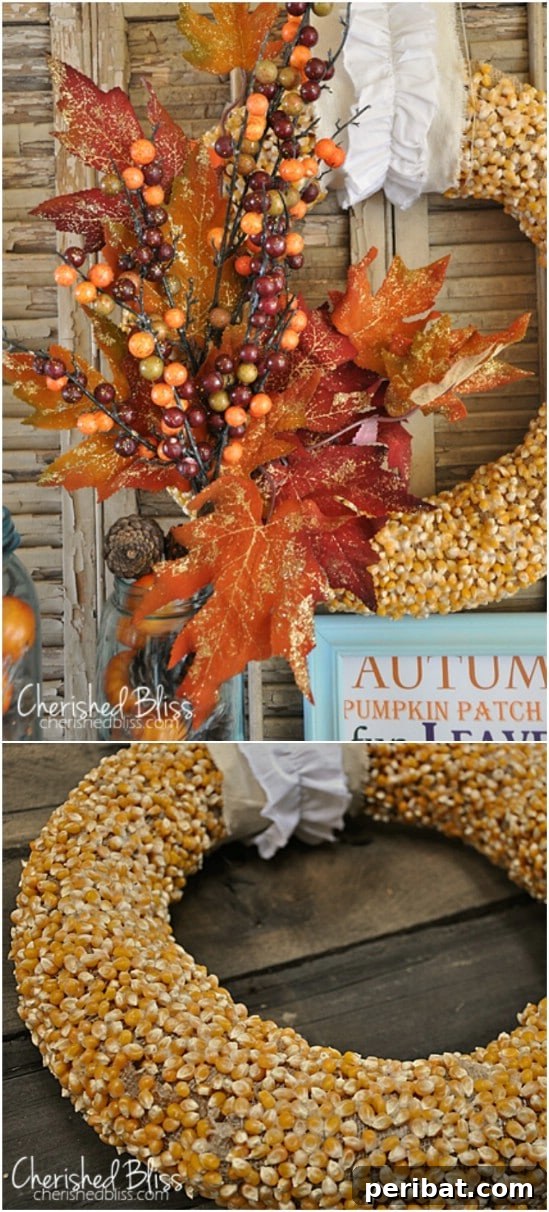 40+ DIY Fall Wreaths to Perfectly Deck Your Front Door for Autumn 14 DIY Popcorn Kernel Wreath