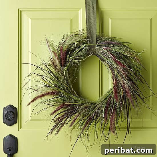40+ DIY Fall Wreaths to Perfectly Deck Your Front Door for Autumn 15 Easy Autumn Ornamental Grass Wreath
