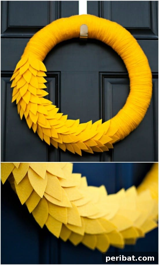 40+ DIY Fall Wreaths to Perfectly Deck Your Front Door for Autumn 16 Simple Yarn And Felt Wreath