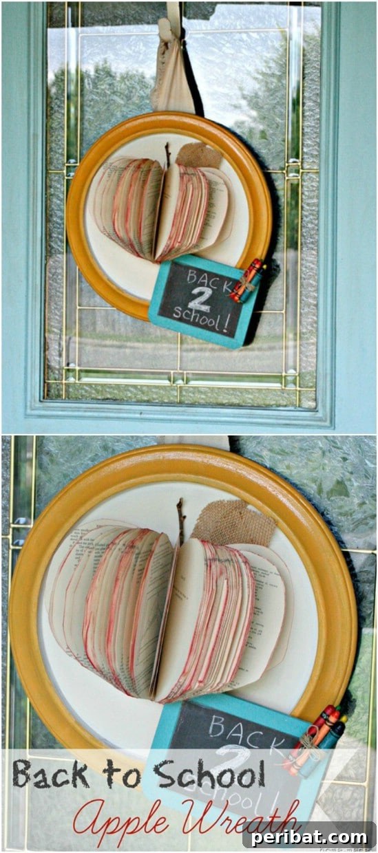 40+ DIY Fall Wreaths to Perfectly Deck Your Front Door for Autumn 20 Back To School Fall Apple Wreath