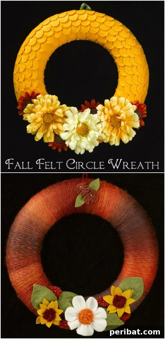 40+ DIY Fall Wreaths to Perfectly Deck Your Front Door for Autumn 23 Easy DIY Fall Felt Circle Wreath
