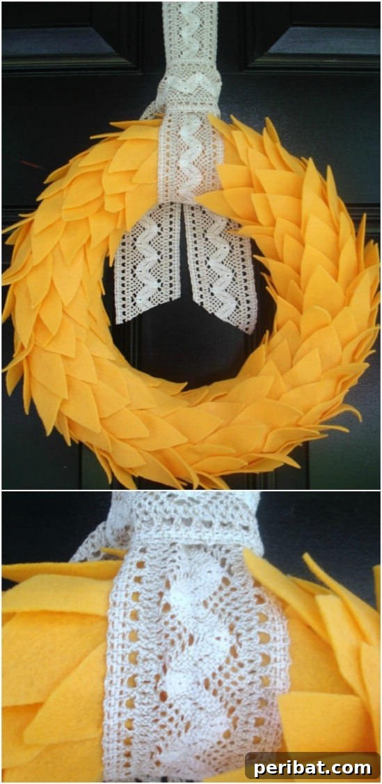 40+ DIY Fall Wreaths to Perfectly Deck Your Front Door for Autumn 24 Lace And Felt Fall Wreath