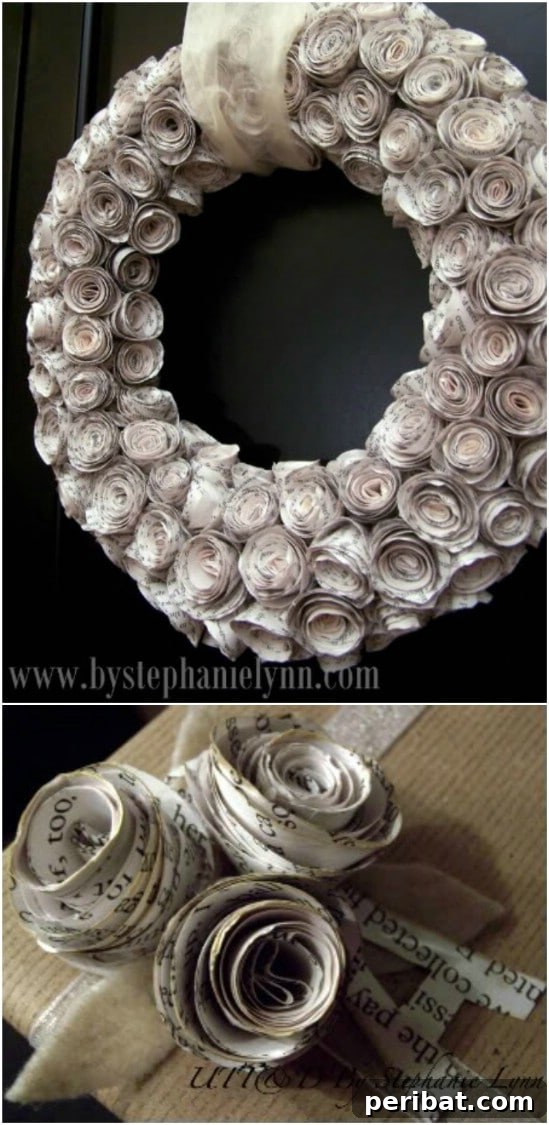 40+ DIY Fall Wreaths to Perfectly Deck Your Front Door for Autumn 26 Rolled Page Rosette Fall Wreath
