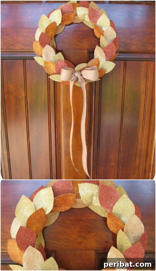 40+ DIY Fall Wreaths to Perfectly Deck Your Front Door for Autumn 32 DIY Fall Leaf Glitter Wreath
