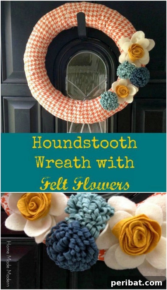 40+ DIY Fall Wreaths to Perfectly Deck Your Front Door for Autumn 36 DIY Fall Houndstooth Wreath