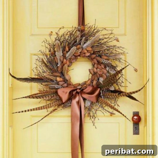40+ DIY Fall Wreaths to Perfectly Deck Your Front Door for Autumn 38 DIY Pheasant Feather Wreath