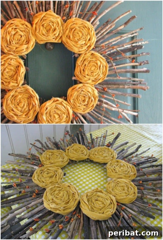 40+ DIY Fall Wreaths to Perfectly Deck Your Front Door for Autumn 43 Sunshine Twig Wreath
