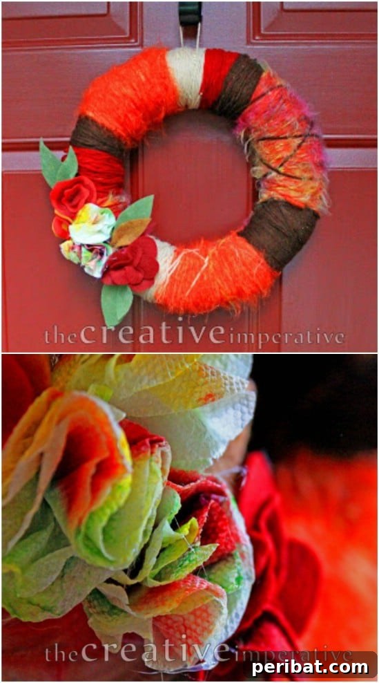 40+ DIY Fall Wreaths to Perfectly Deck Your Front Door for Autumn 44 Easy Yarn Wrapped Wreath