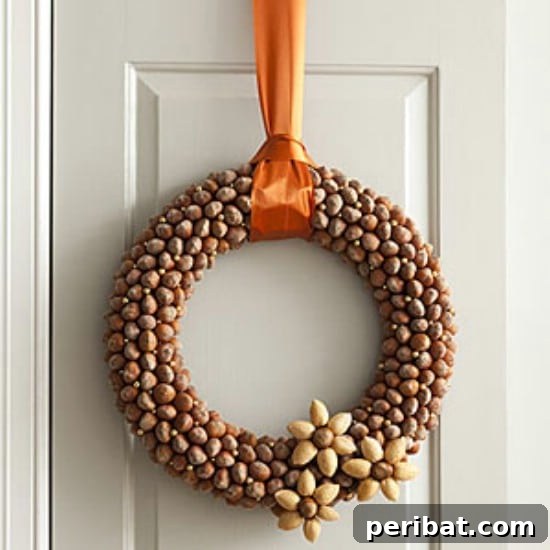 40+ DIY Fall Wreaths to Perfectly Deck Your Front Door for Autumn 6 Gorgeous DIY Acorn Wreath