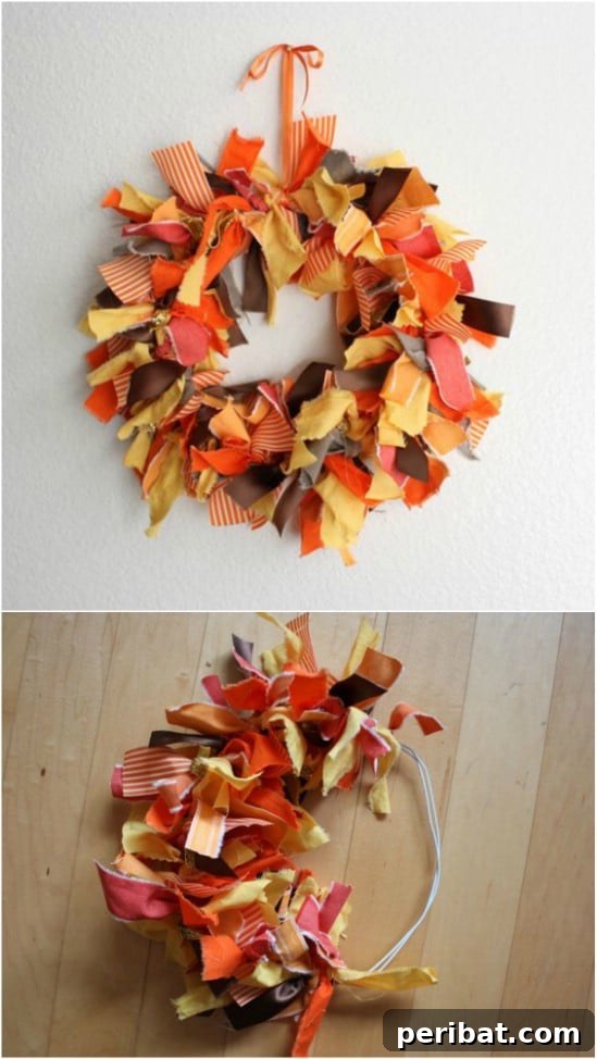 40+ DIY Fall Wreaths to Perfectly Deck Your Front Door for Autumn 8 DIY Autumn Fabric Wreath