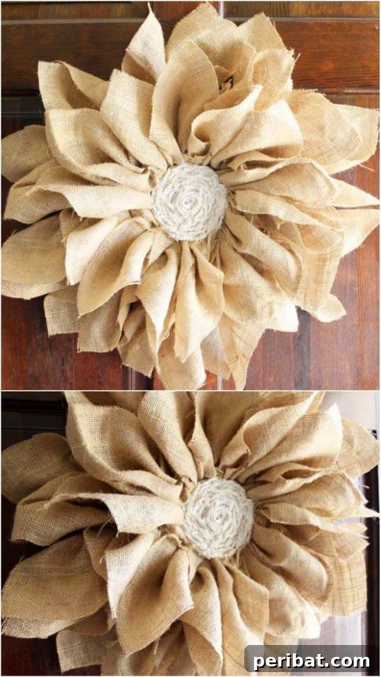 40+ DIY Fall Wreaths to Perfectly Deck Your Front Door for Autumn 10 Burlap And Flower Fall Wreath