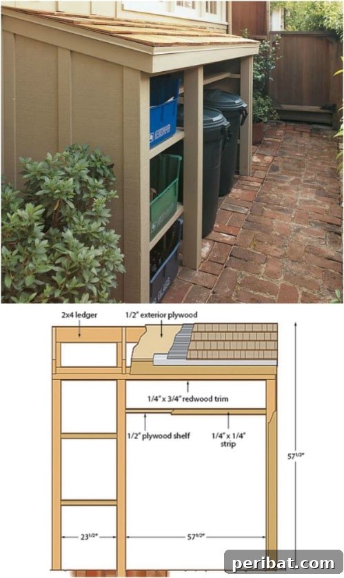 Creative DIY Recycling Bins for Sustainable Home Organization 14 DIY Outdoor Hidden Recycling Station - 20 DIY Home Recycling Bins That Help You Organize Your Recyclables