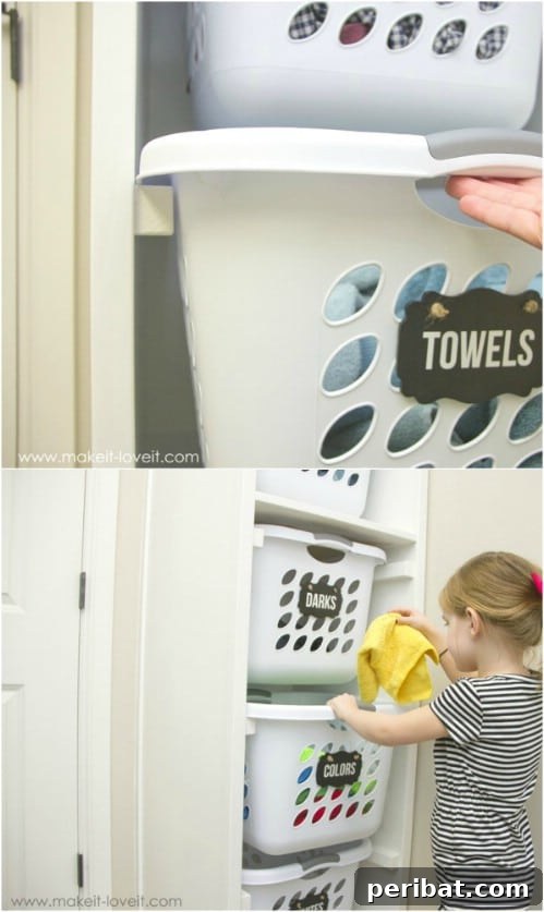 Creative DIY Recycling Bins for Sustainable Home Organization 19 Slide In Laundry Basket Recycling - 20 DIY Home Recycling Bins That Help You Organize Your Recyclables