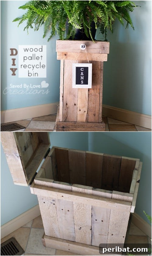 Creative DIY Recycling Bins for Sustainable Home Organization 21 Upcycled Wooden Pallet Recycling Bin - 20 DIY Home Recycling Bins That Help You Organize Your Recyclables