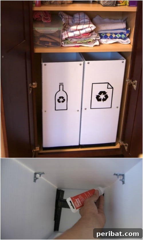 Creative DIY Recycling Bins for Sustainable Home Organization 4 DIY Pantry Recycling Center - 20 DIY Home Recycling Bins That Help You Organize Your Recyclables