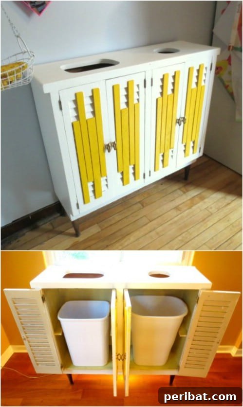 Creative DIY Recycling Bins for Sustainable Home Organization 9 DIY Hidden Recycling Station - 20 DIY Home Recycling Bins That Help You Organize Your Recyclables