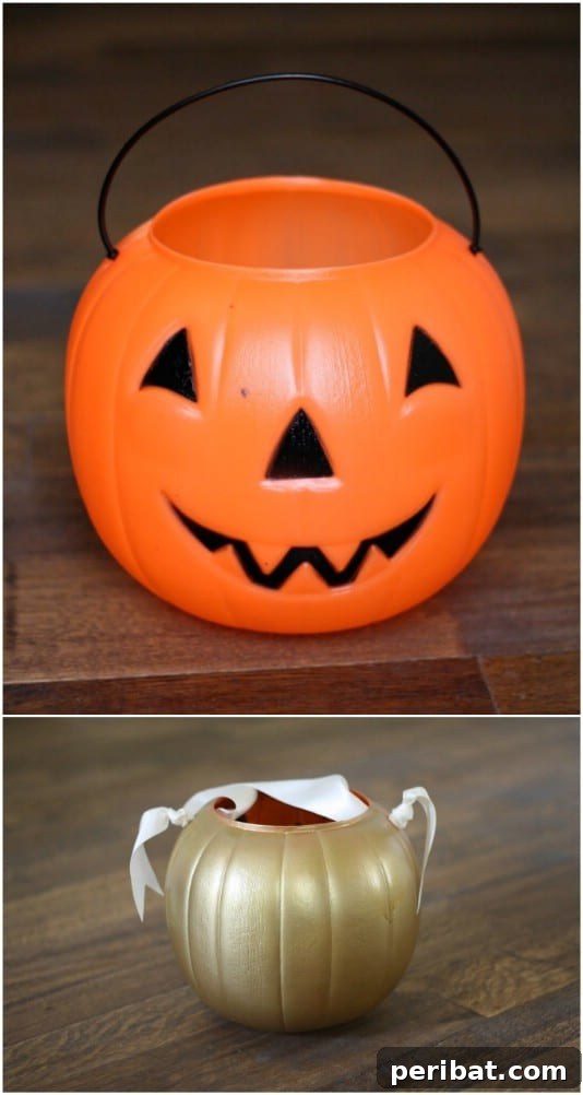 30 Easy & Budget-Friendly DIY Halloween Treat Bag Ideas 12 Simple DIY Golden Pumpkin Bucket - Elegant Halloween Treat Container