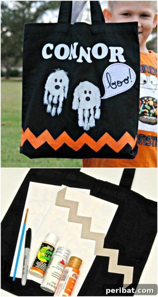 30 Easy & Budget-Friendly DIY Halloween Treat Bag Ideas 15 Easy Handprint Ghost Trick-Or-Treat Bag - Personalized Halloween Craft