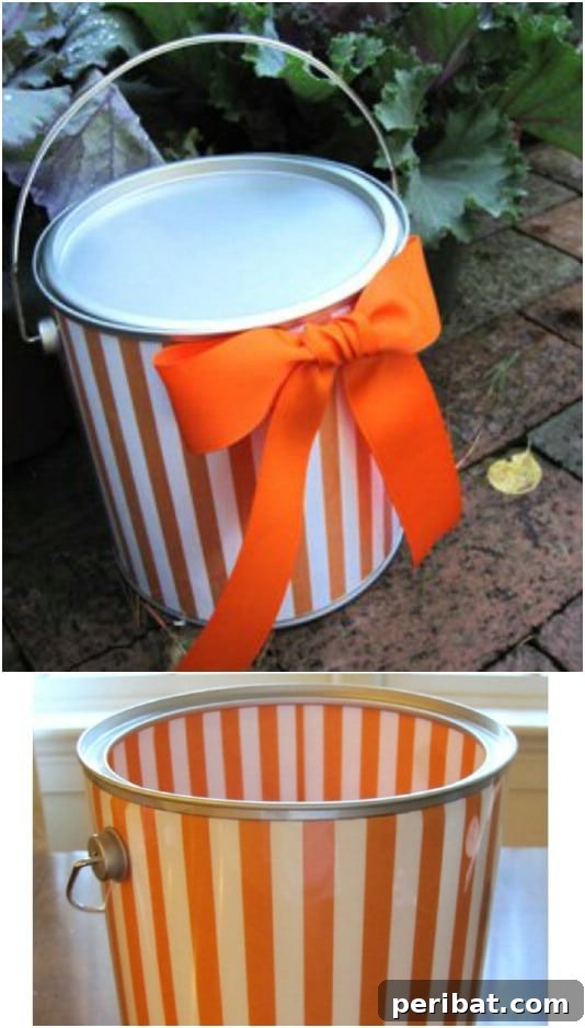 30 Easy & Budget-Friendly DIY Halloween Treat Bag Ideas 6 Upcycled Paint Can Halloween Treat Bucket - Creative DIY Candy Holder