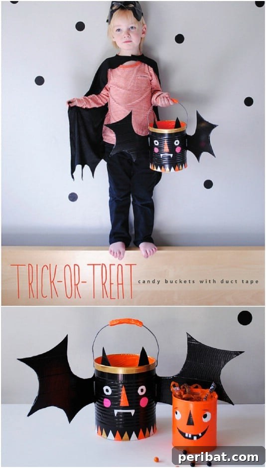 30 Easy & Budget-Friendly DIY Halloween Treat Bag Ideas 8 DIY Duct Tape Halloween Buckets - Upcycled Container Craft