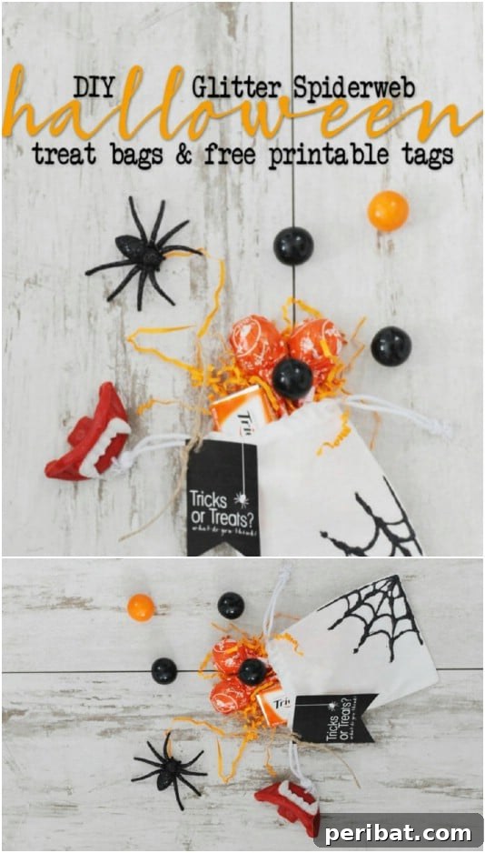 30 Easy & Budget-Friendly DIY Halloween Treat Bag Ideas 10 DIY Glitter Spider Web Bags - Sparkly Halloween Treat Tote