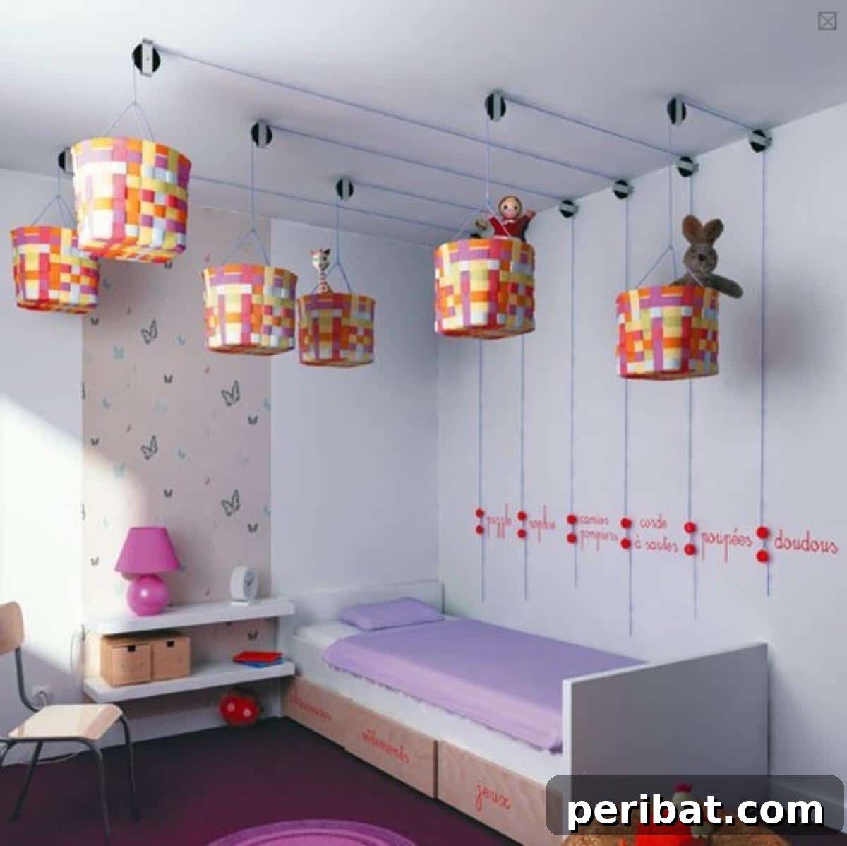 Ceiling kid's playroom storage.