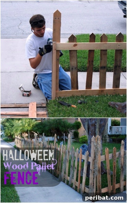 Eco-Chic Spooks: Upcycled Wood Halloween Decorating for Home & Yard 13 Spooky Graveyard Plank Fence - 25 Fantastic Reclaimed Wood Halloween Decorations For Your Home And Garden