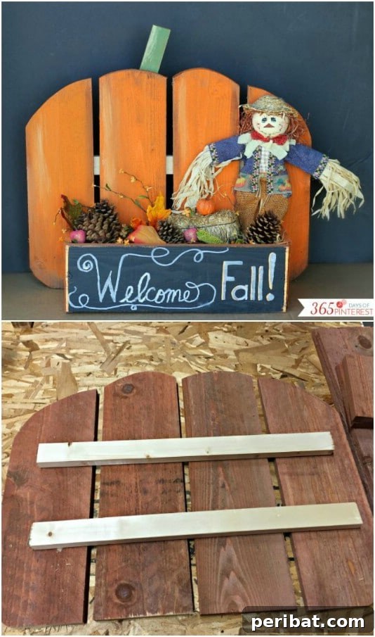 Eco-Chic Spooks: Upcycled Wood Halloween Decorating for Home & Yard 18 Upcycled Pallet Pumpkin Stand - 25 Fantastic Reclaimed Wood Halloween Decorations For Your Home And Garden