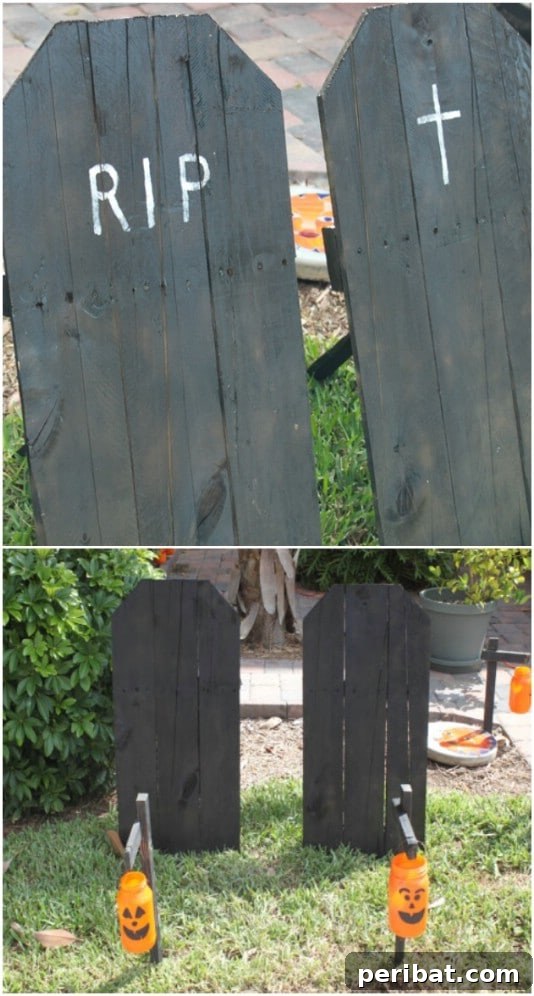 Eco-Chic Spooks: Upcycled Wood Halloween Decorating for Home & Yard 25 Upcycled Wooden Tombstones - 25 Fantastic Reclaimed Wood Halloween Decorations For Your Home And Garden