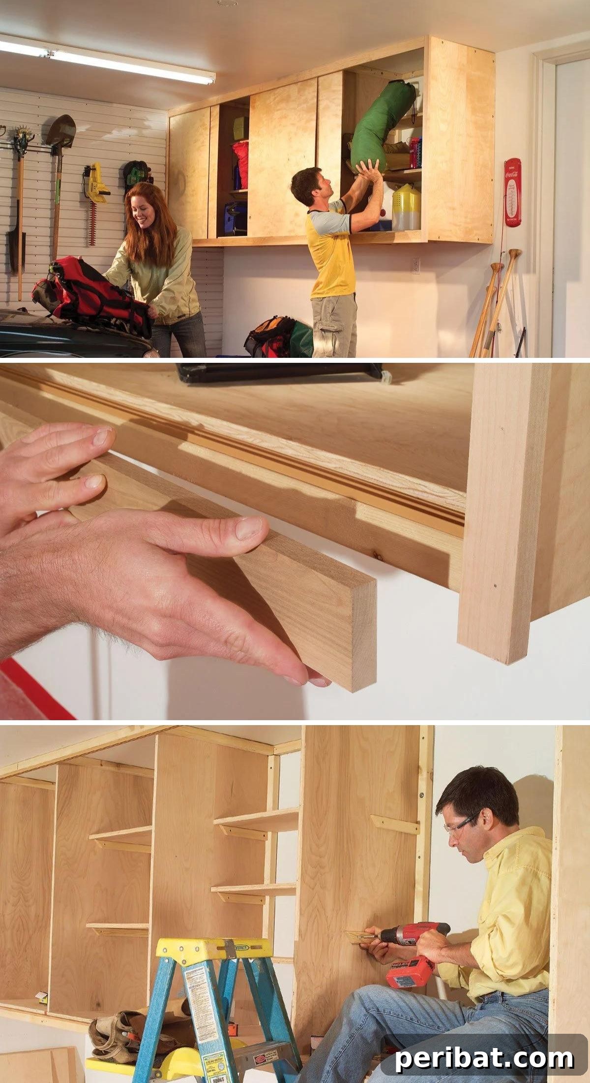 49 Creative Garage Organization Solutions 13 DIY hanging cabinets.