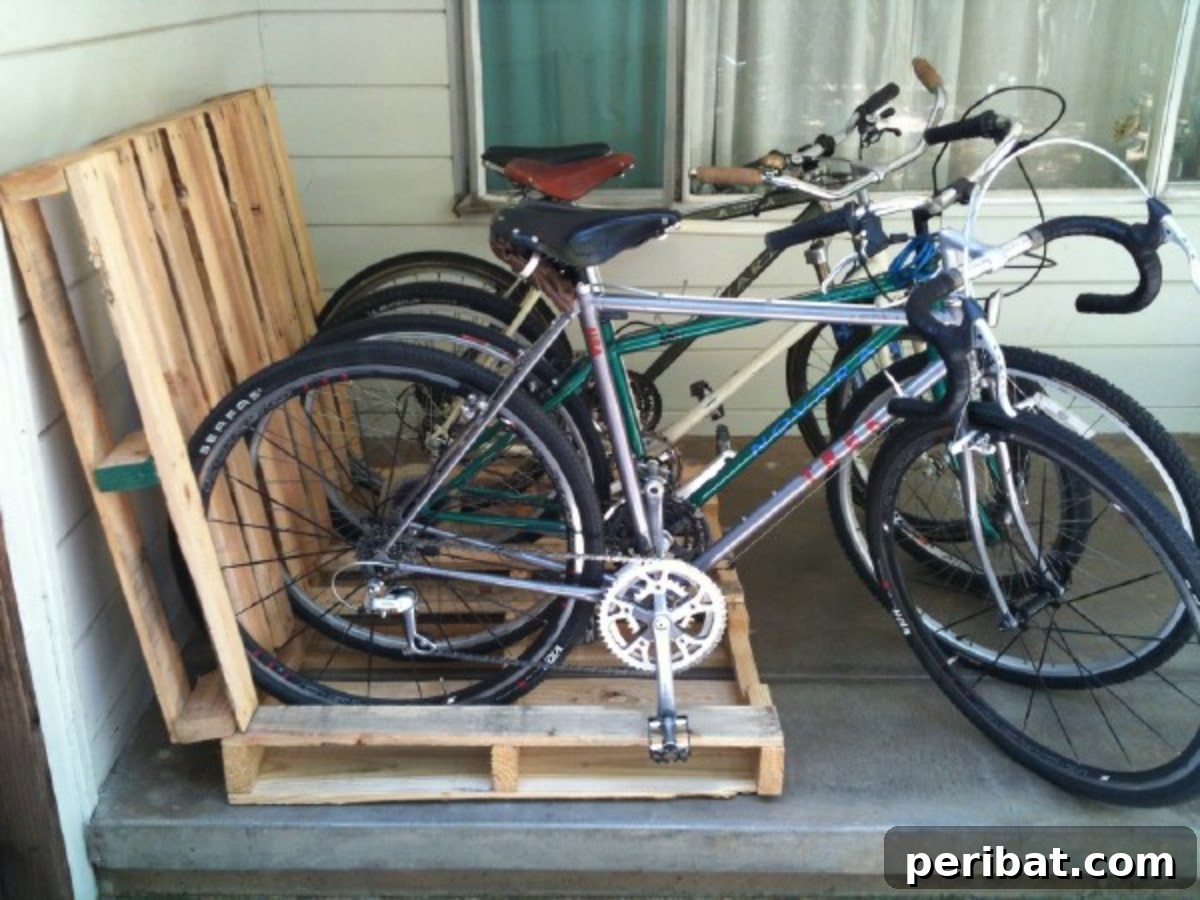 49 Creative Garage Organization Solutions 35 DIY Pallet Bike Rack.