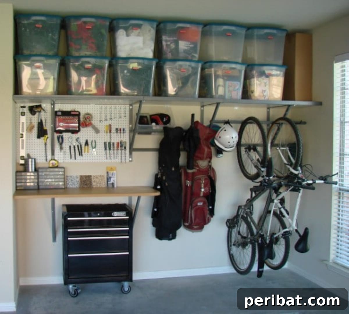49 Creative Garage Organization Solutions 10 DIY horizontal organized garage.