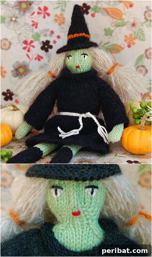 Spooky Knit Halloween Witch Doll