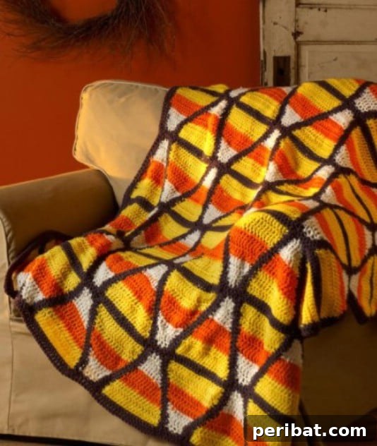 Colorful Crocheted Candy Corn Throw