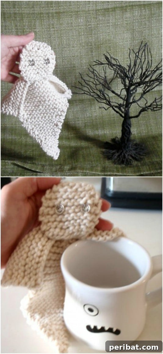 Easy Knit Halloween Ghost Puppet