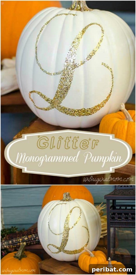 DIY Glittery Monogram Pumpkins
