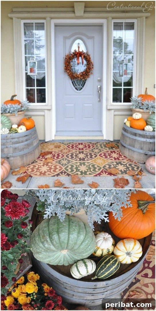 Jewel Toned Flowers And Pumpkins