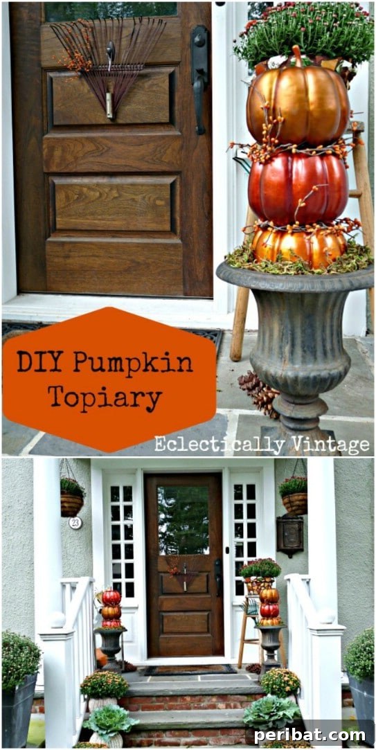 DIY Pumpkin Topiaries