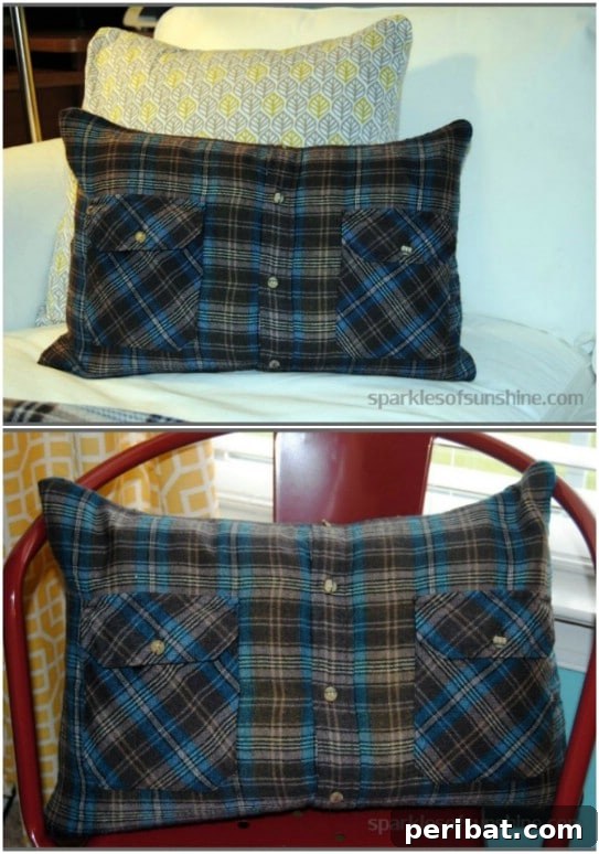 DIY Flannel Shirt Pillow Covers